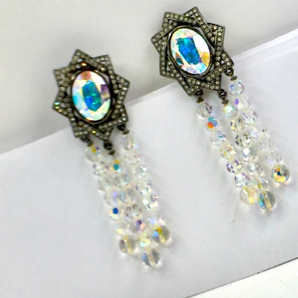 YSL Yves Saint Laurent AB faceted crystal runway clip earrings. Ysl jewelry rare - Picture 4 of 8